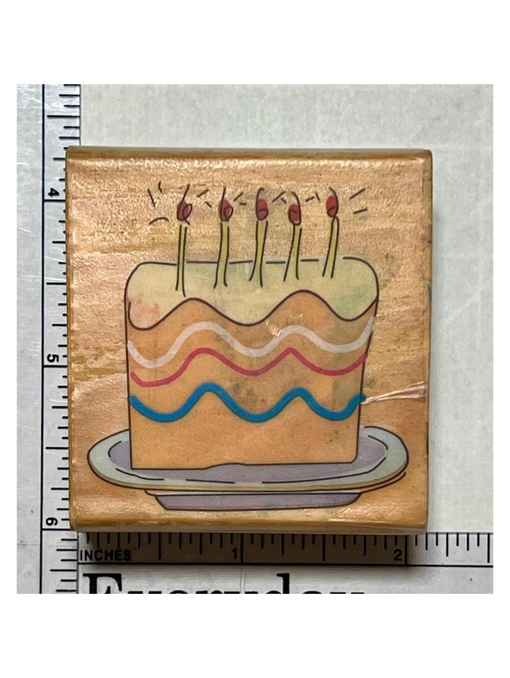 Birthday Cake with Five Candles Rubber Stamp by Rubber Stampede Crafting